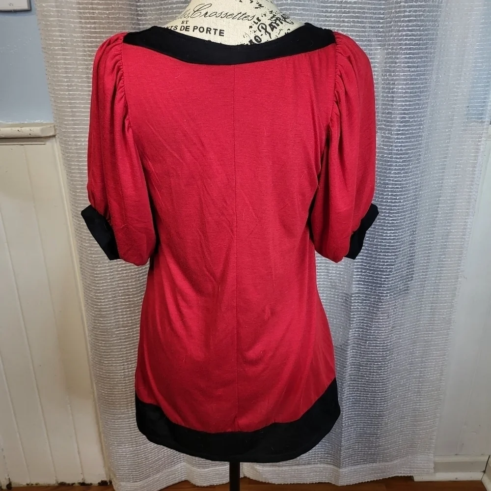 Rue21 Red and Black Blouse Large